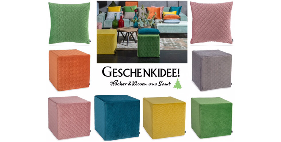 Kissen und Hocker aus Samt