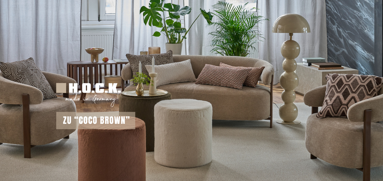 Indoor Kollektion "Coco Brown" | Kissen und Hocker in warmen Braun- und Naturtönen