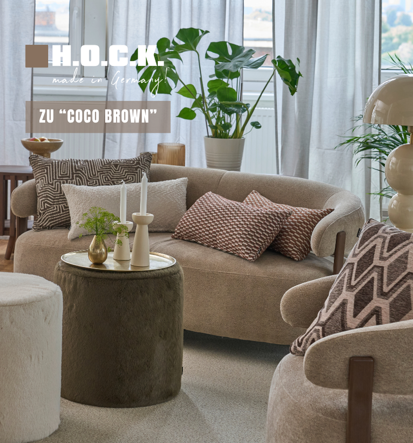 Indoor Kollektion "Coco Brown" | Kissen und Hocker in warmen Braun- und Naturtönen 