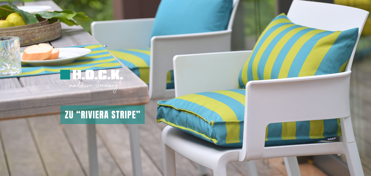 Riviera Stripe Outdoor Serie |Wetterfeste Dekoissen im Streifenlook