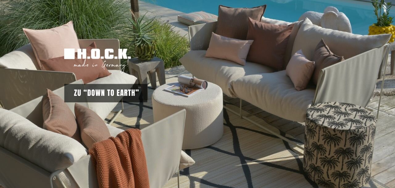 Outdoor Serie Kissen und Hocker Down to Earth