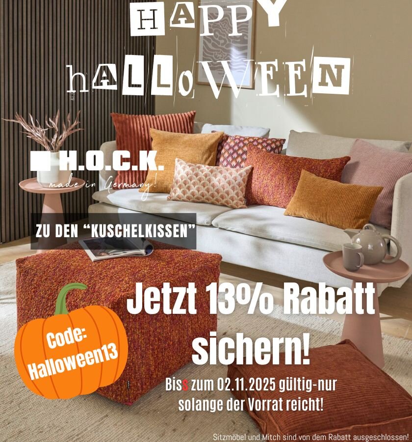 Halloween Sale mit 13% auf alle Kissen und Hocker!
