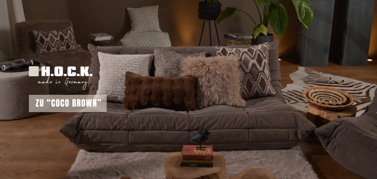 Indoor Kollektion "Coco Brown" | Kissen und Hocker in warmen Braun- und Naturtönen