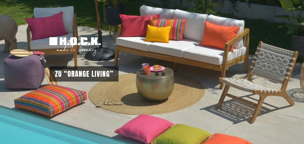 Outdoor Kollektion "Orange Living" | Wetterfeste Outdoorkissen & Sitzkissen