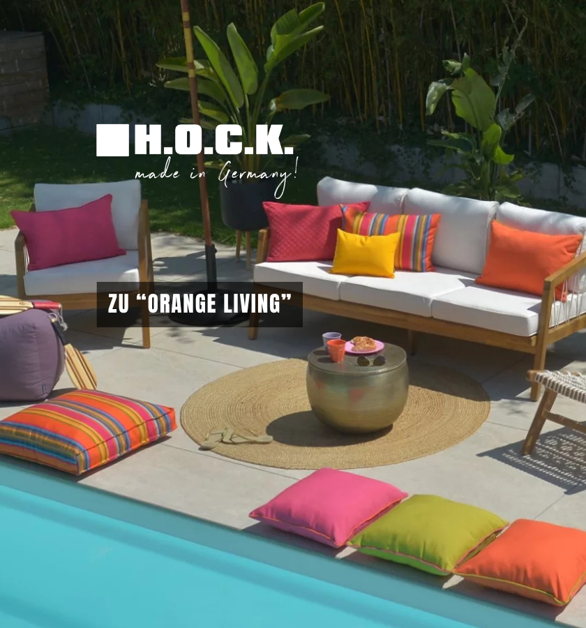 Outdoor Kollektion "Orange Living" | Wetterfeste Outdoorkissen & Sitzkissen