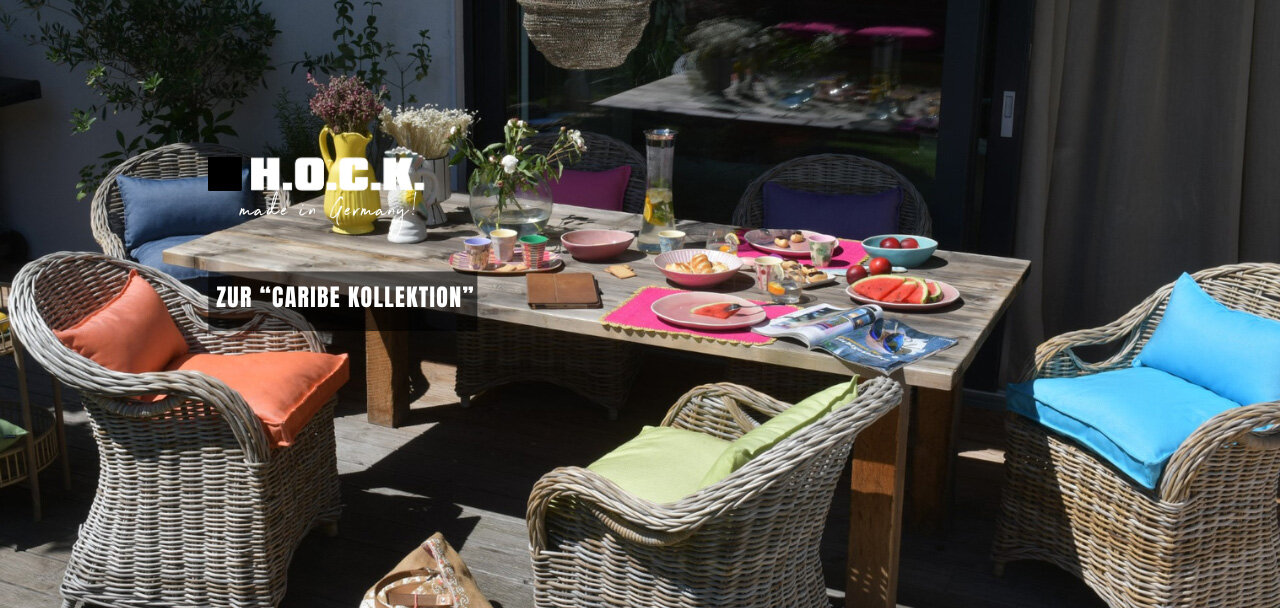 Outdoor Serie Kissen und Hocker Caribe