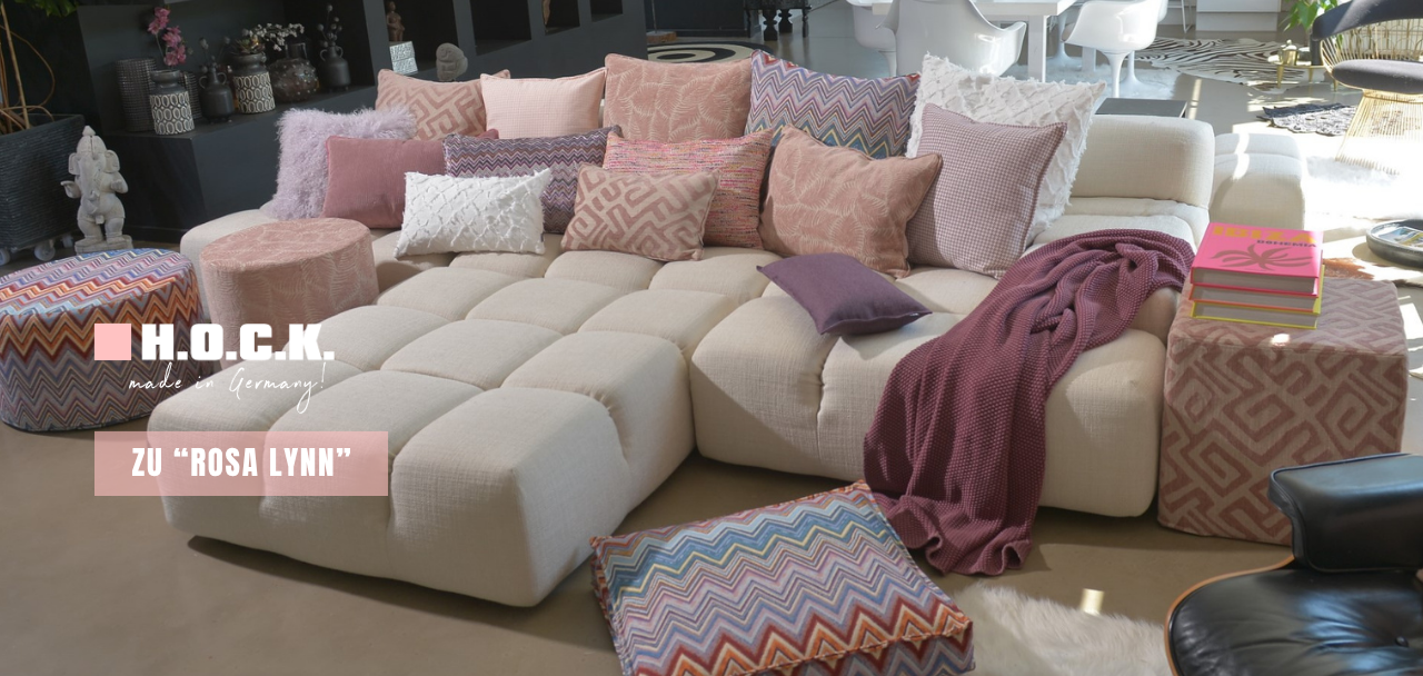 Indoor Kollektion "Rosa Lynn" | Kissen, Sitzkissen & Hocker in Rosatönen
