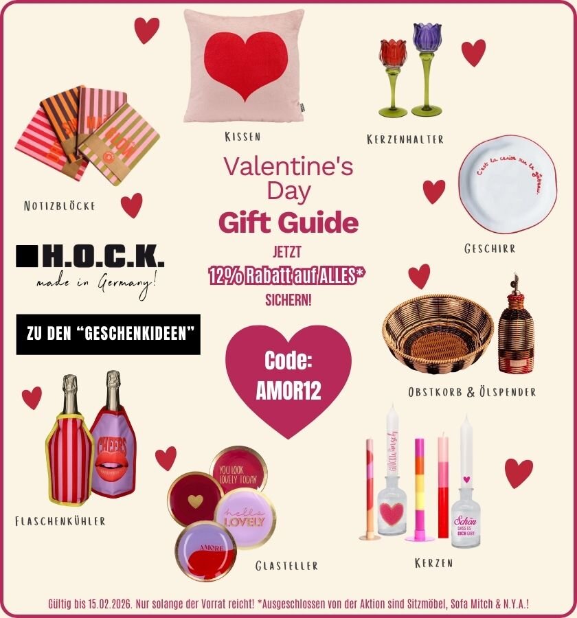 Geschenkideen zum Valentinstag | 12% Rabatt auf alles!