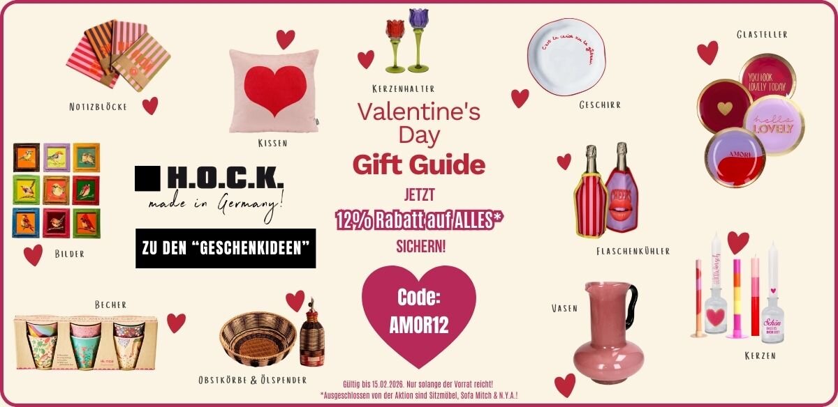 Geschenkideen zum Valentinstag | 12% Rabatt auf alles!