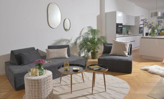 H.O.C.K. Keil Rückenlehne für Sofa INDOOR Mitch ca. 70 x 37/35cm schräg Lotte dunkelgrau anthrazit col. 802