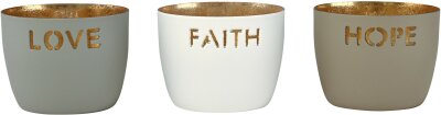 GIFTY  Madras Windlicht XS 3er Set  LOVE / FAITH / HOPE...