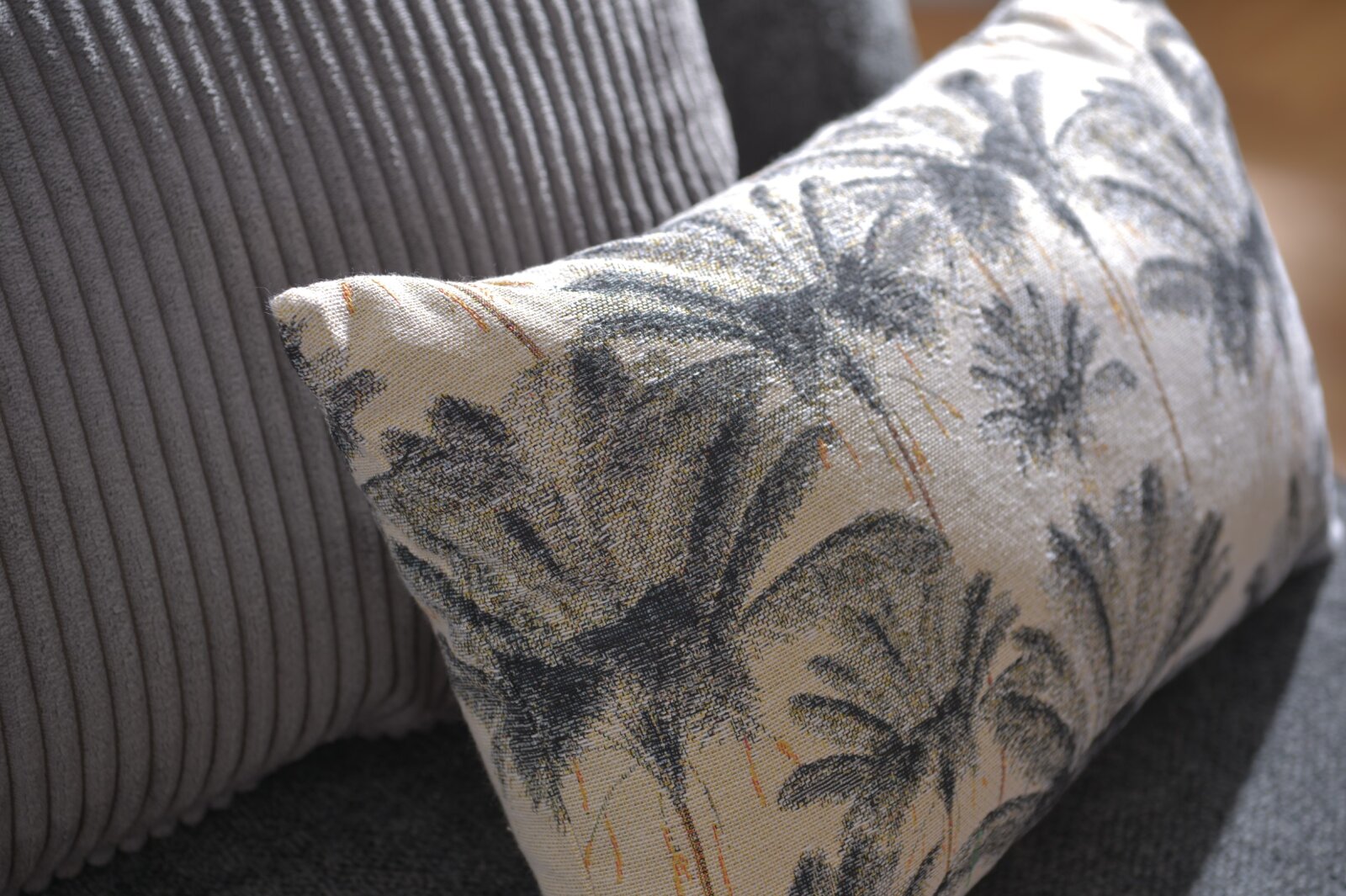 H.O.C.K. Palm tree Dekokissen 50x30cm grau anthrazit Palmen