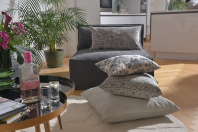 H.O.C.K. Palm tree Dekokissen 50x30cm grau anthrazit Palmen