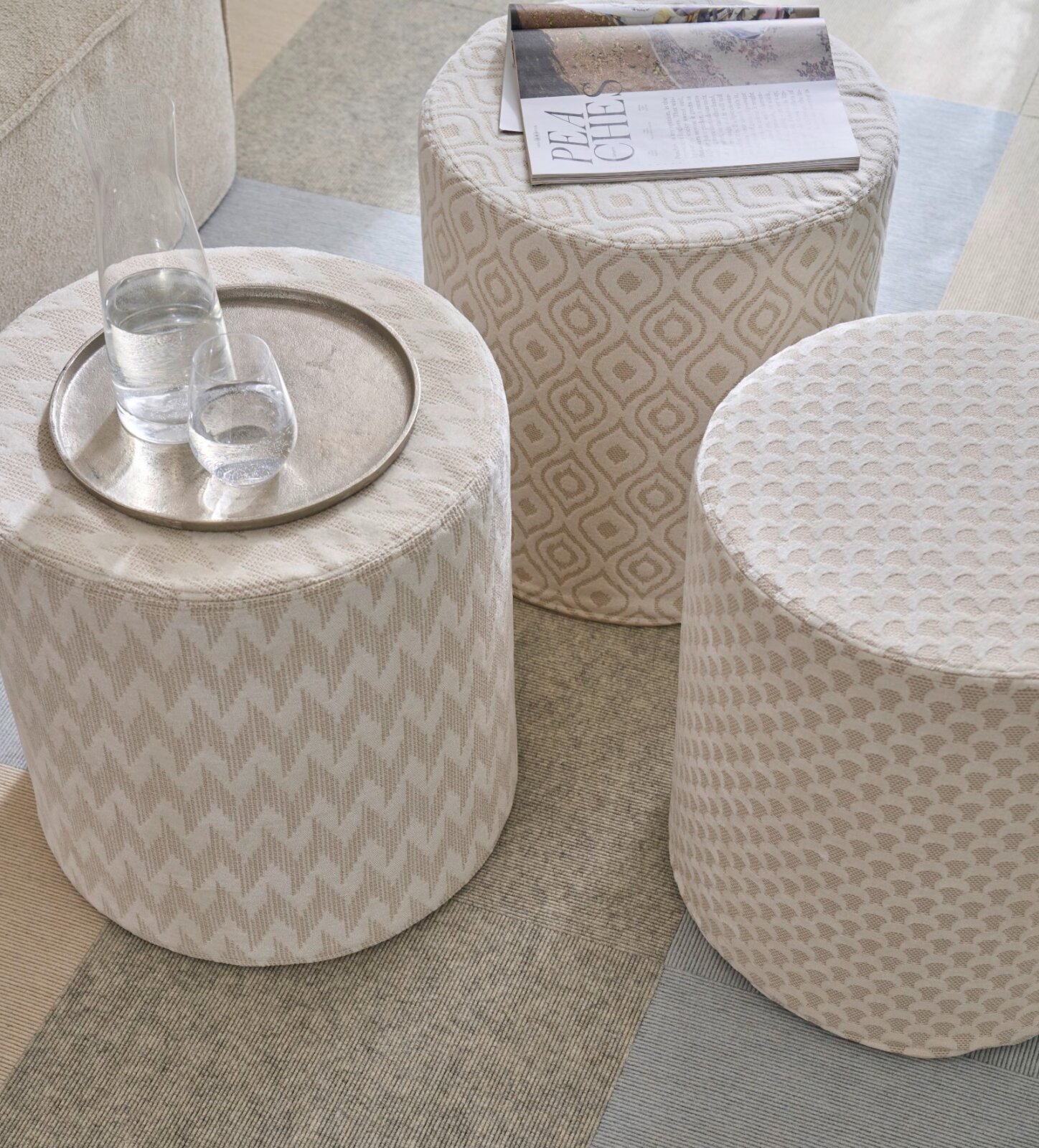 H.O.C.K. Amelie Hocker Pouf Ø45x45cm weiß Halbmond