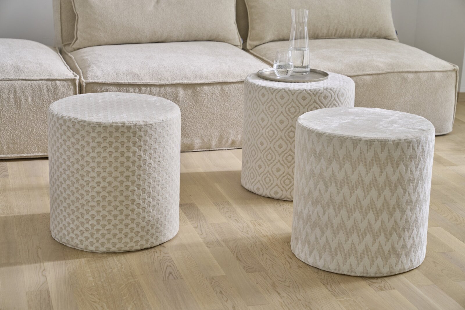H.O.C.K. Greta Hocker Pouf Ø45x45cm weiß