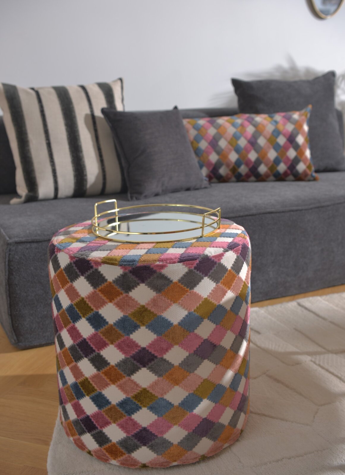 H.O.C.K. Balance Hocker Pouf Ø45x45cm pink bunt