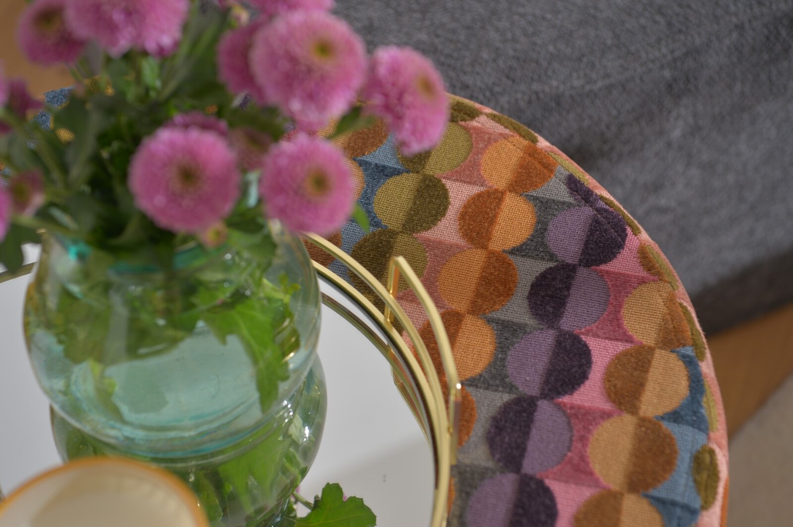 H.O.C.K. Glam Hocker Pouf Ø45x45cm dots pink terra bunt
