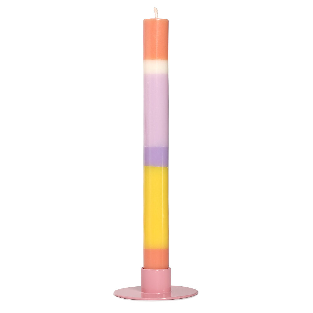NTG Kerze schmal "Kaffeezeit / Coffeetime" pastell flieder gelb orange