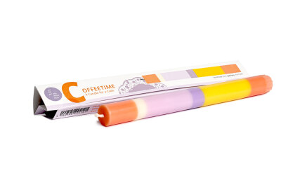NTG Kerze schmal "Kaffeezeit / Coffeetime" pastell flieder gelb orange