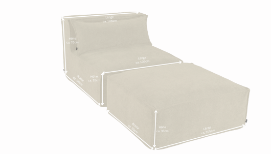 H.O.C.K. Zola Indoor Hocker Fussteil ca. 95x85x35cm Lotte creme col. 902