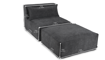 H.O.C.K. Zola Indoor Hocker Fussteil ca. 95x85x35cm Lotte anthrazit col. 802