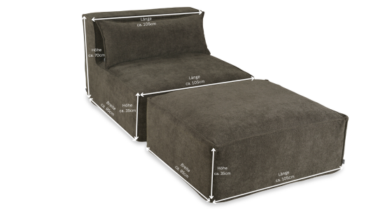 H.O.C.K. Zola Indoor Hocker Fussteil ca. 95x85x35cm Lotte olive col. 501