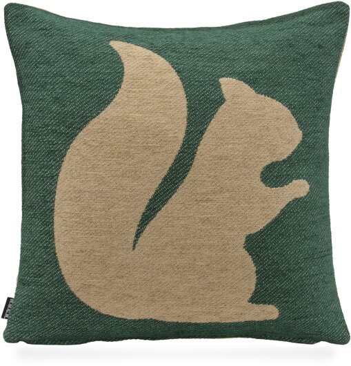 H.O.C.K. Eichhörnchen / Squirrel Weihnachtskissen Wendekissen 40x40cm col. 0 taupe / grün