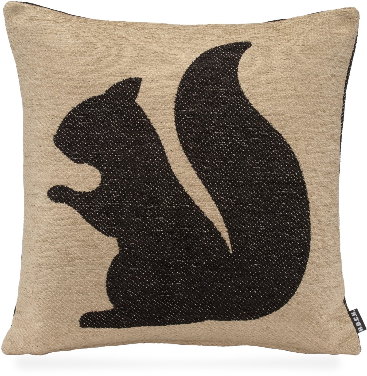 H.O.C.K. Eichhörnchen / Squirrel Weihnachtskissen Wendekissen 40x40cm col. C1 taupe / schwarz