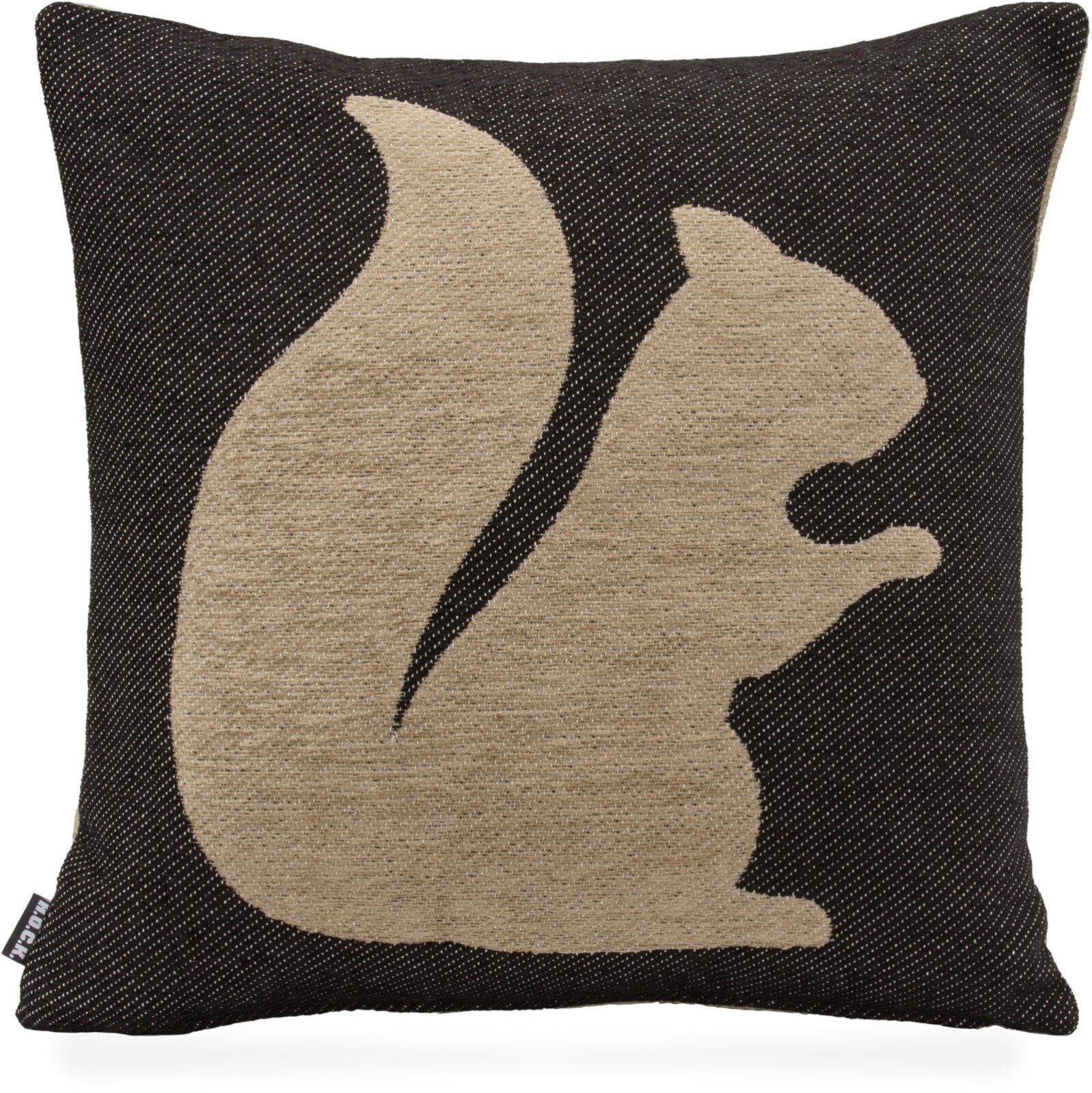 H.O.C.K. Eichhörnchen / Squirrel Weihnachtskissen Wendekissen 40x40cm col. C1 taupe / schwarz