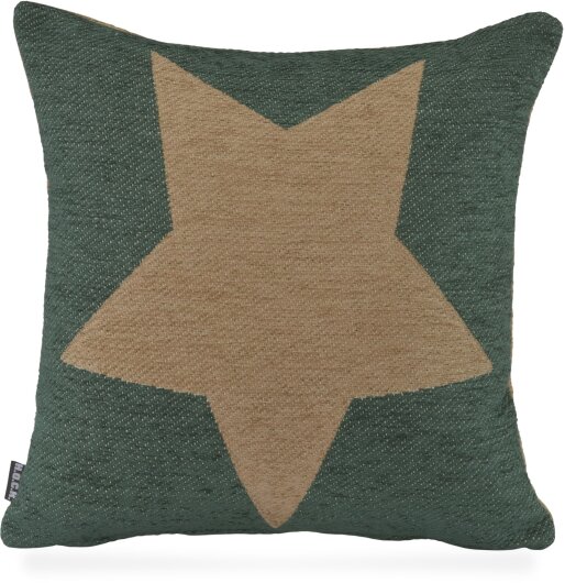 H.O.C.K. Stern / Star Weihnachtskissen Wendekissen 45x45cm col. 0 taupe / grün