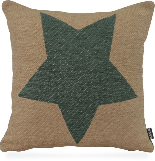 H.O.C.K. Stern / Star Weihnachtskissen Wendekissen 45x45cm col. 0 taupe / grün