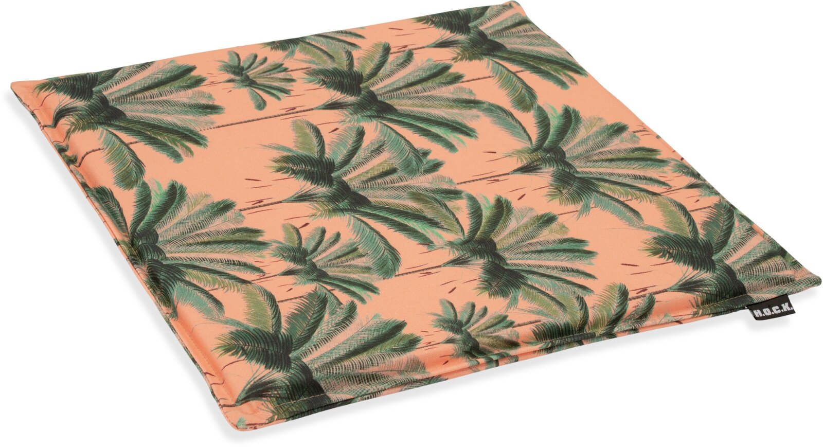 H.O.C.K. Palmeral Outdoor Sitzkissen mit Biese 40x40x2cm zugenäht apricot Palmen