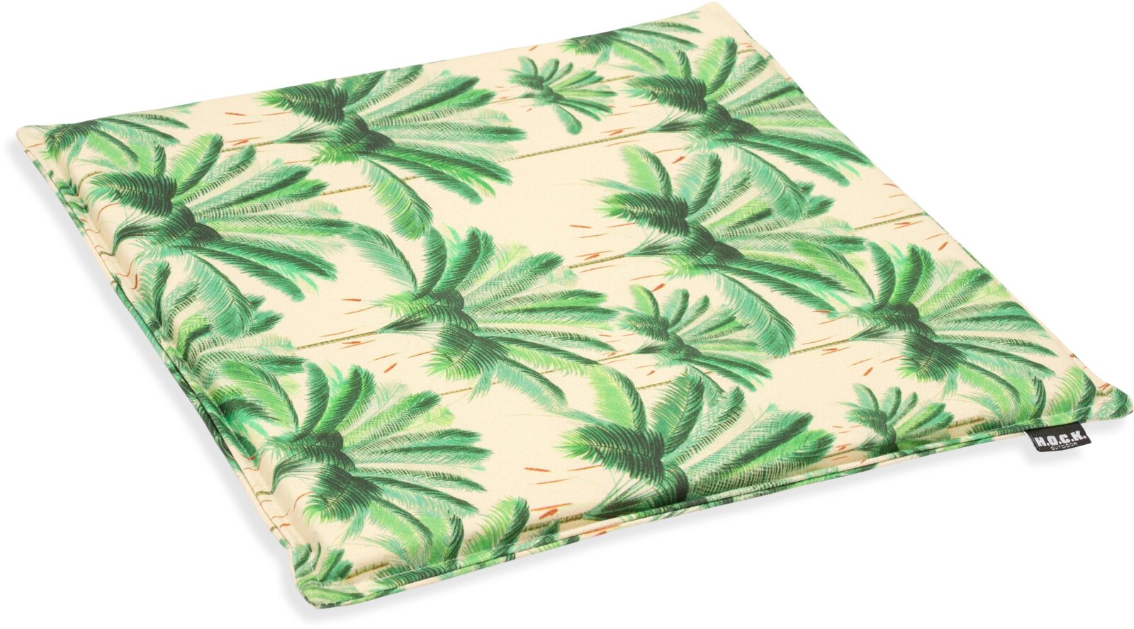 H.O.C.K. Palmeral Outdoor Sitzkissen mit Biese 40x40x2cm zugenäht grün Palmen