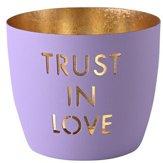 GIFTY Madras Windlicht TRUST IN LOVE lila - flieder / gold ca. 10x8,5cm