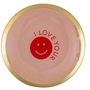 GIFTY Glasteller rund M / I love your Smile rosa ca. 13x1x13cm