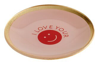 GIFTY Glasteller rund M / I love your Smile rosa ca. 13x1x13cm