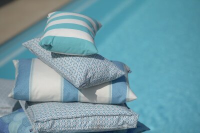 H.O.C.K. Classic Streifen Outdoor Kissen 40x30cm türkis