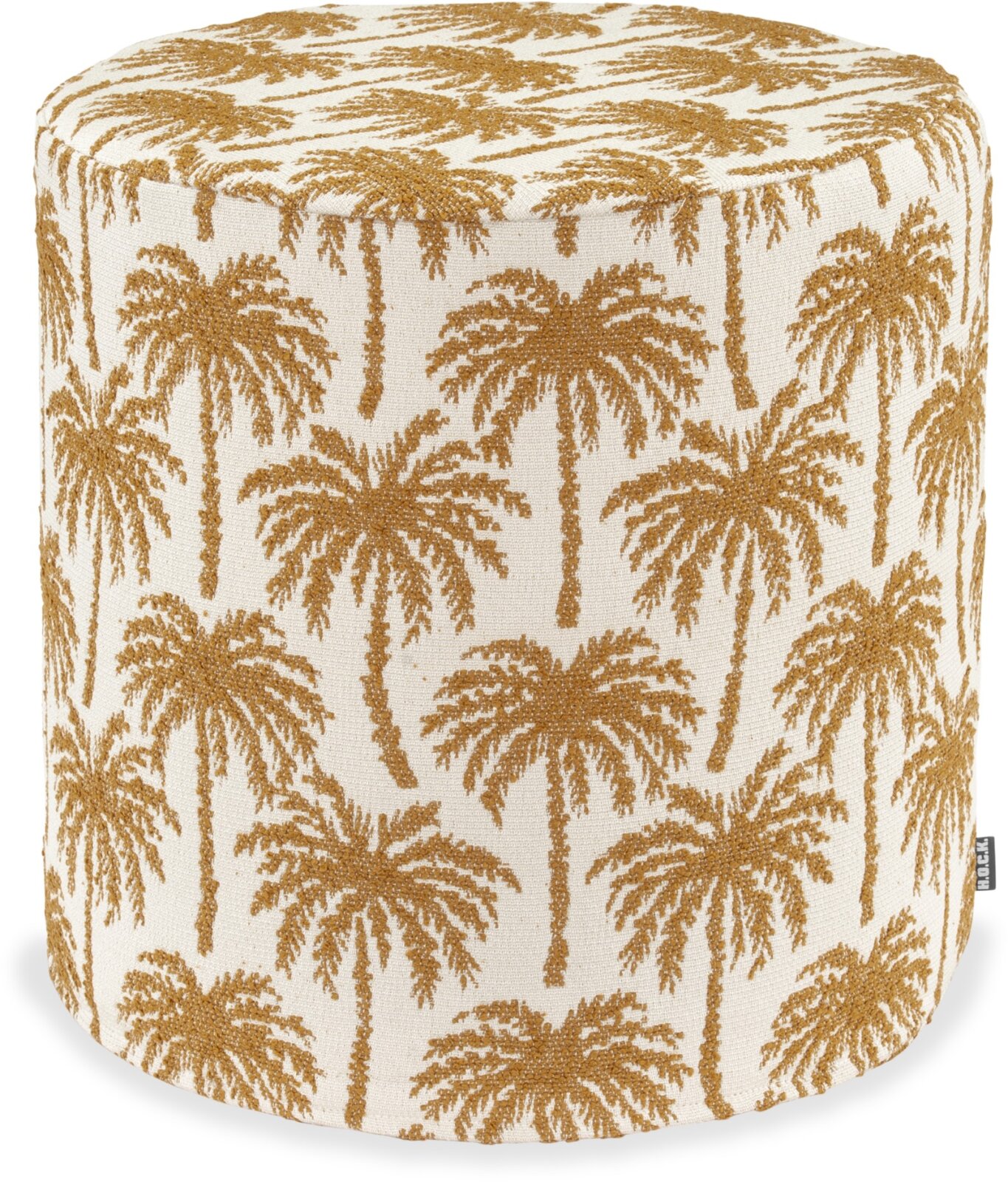 H.O.C.K. Vamosa Palms Outdoor Hocker Pouf ø40x45cm rund maisgelb Palmen