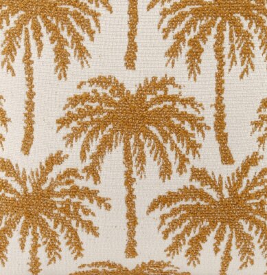 H.O.C.K. Vamosa Palms Outdoor Hocker Pouf ø40x45cm rund maisgelb Palmen