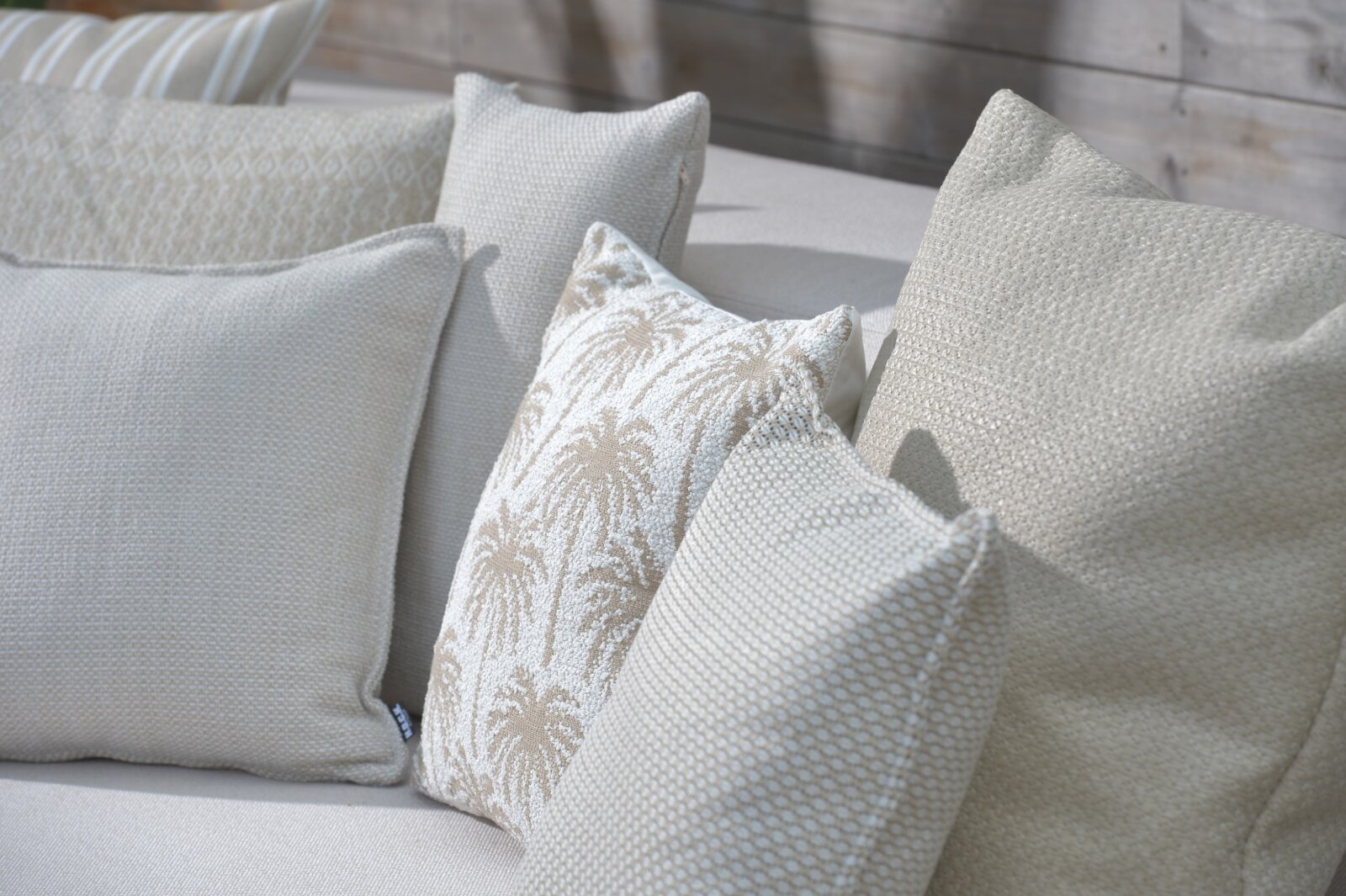 H.O.C.K. Linova Outdoor Kissen 45x45cm natur beige mit Biese col. 407024