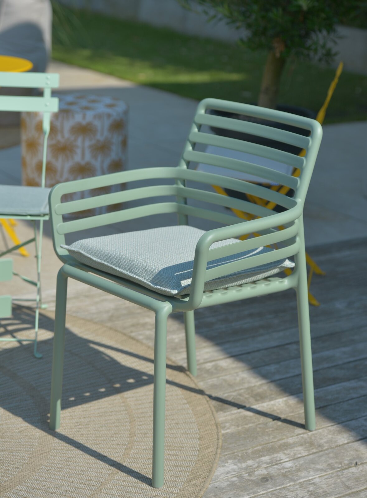 H.O.C.K. Linova Outdoor Sitzkissen BLISS 40x40x6cm salbei mint mit Biese col. 407025
