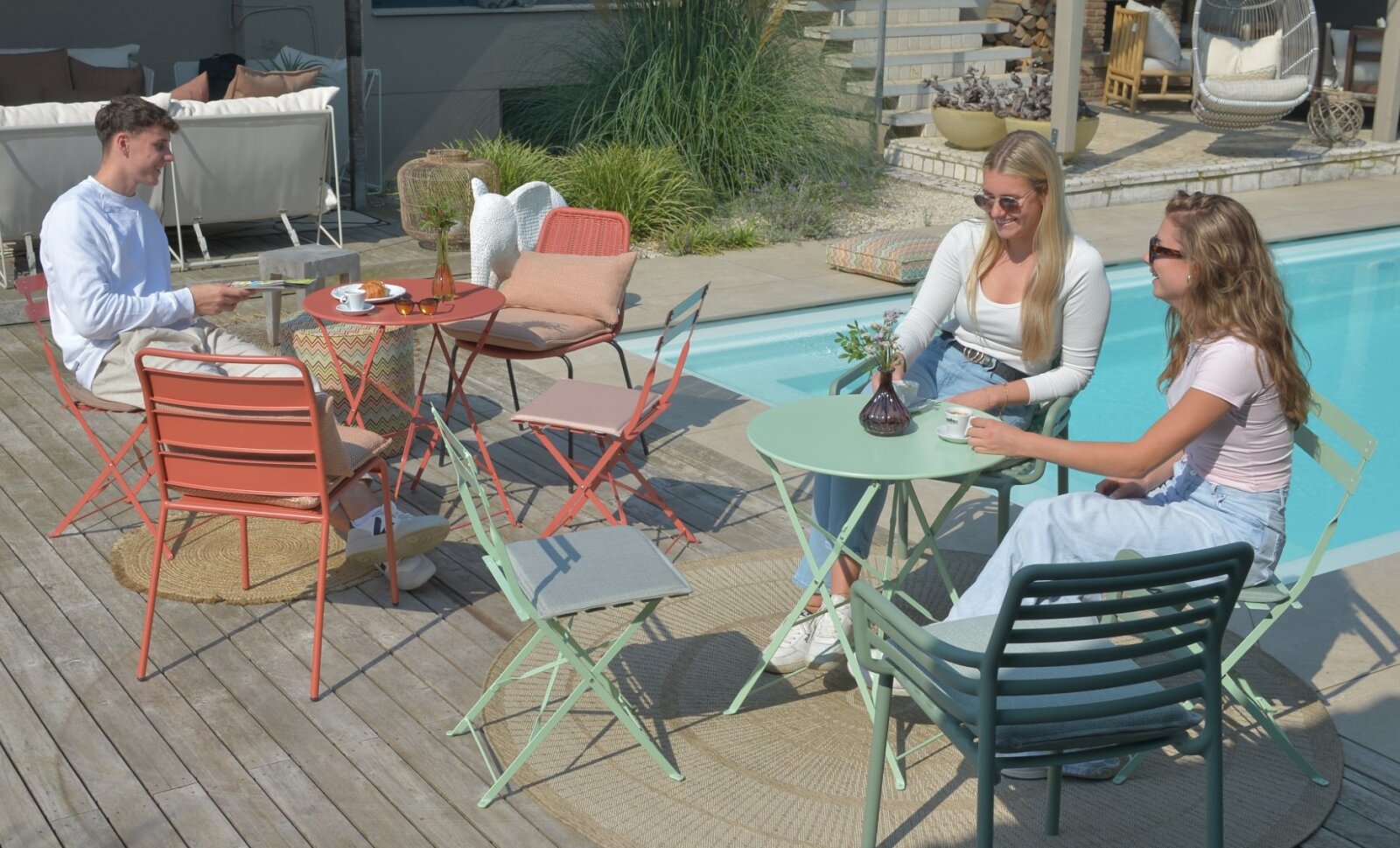 H.O.C.K. Linova Outdoor Sitzkissen BLISS 40x40x6cm orange mit Biese col. 407039