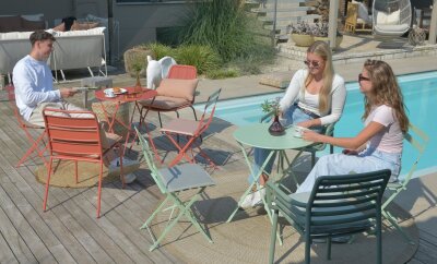 H.O.C.K. Linova Outdoor Sitzkissen BLISS 40x40x6cm orange mit Biese col. 407039