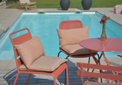 H.O.C.K. Linova Outdoor Sitzkissen BLISS 45x45x6cm orange mit Biese col. 407039