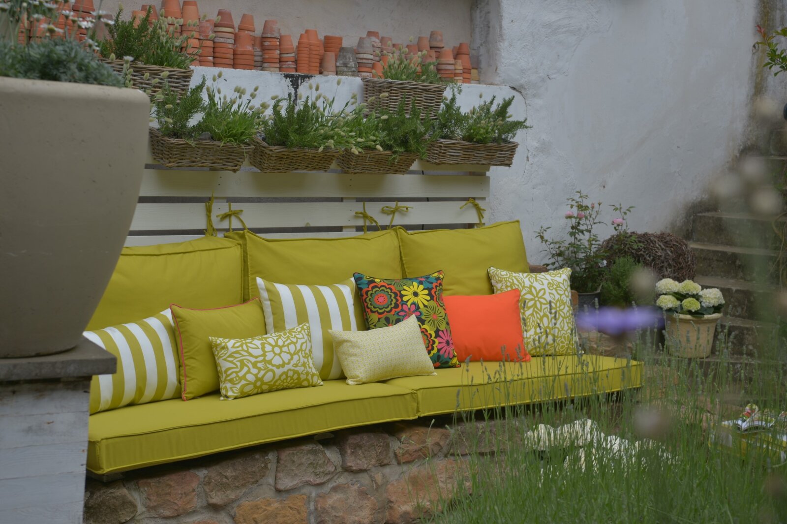 H.O.C.K. Classic Streifen Outdoor Kissen 50x50cm grün