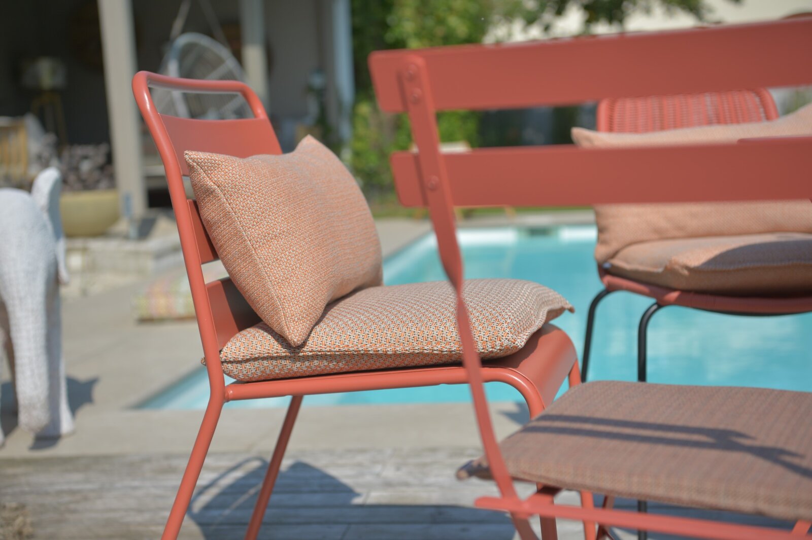 H.O.C.K. Linocea Outdoor Sitzkissen BLISS 45x45x6cm orange mit Biese col. 402470