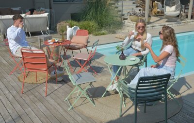 H.O.C.K. Linocea Outdoor Sitzkissen 45x45x6cm orange mit Biese col. 402470