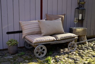H.O.C.K. Amara Outdoor Kissen 50x50cm terra mit Biese