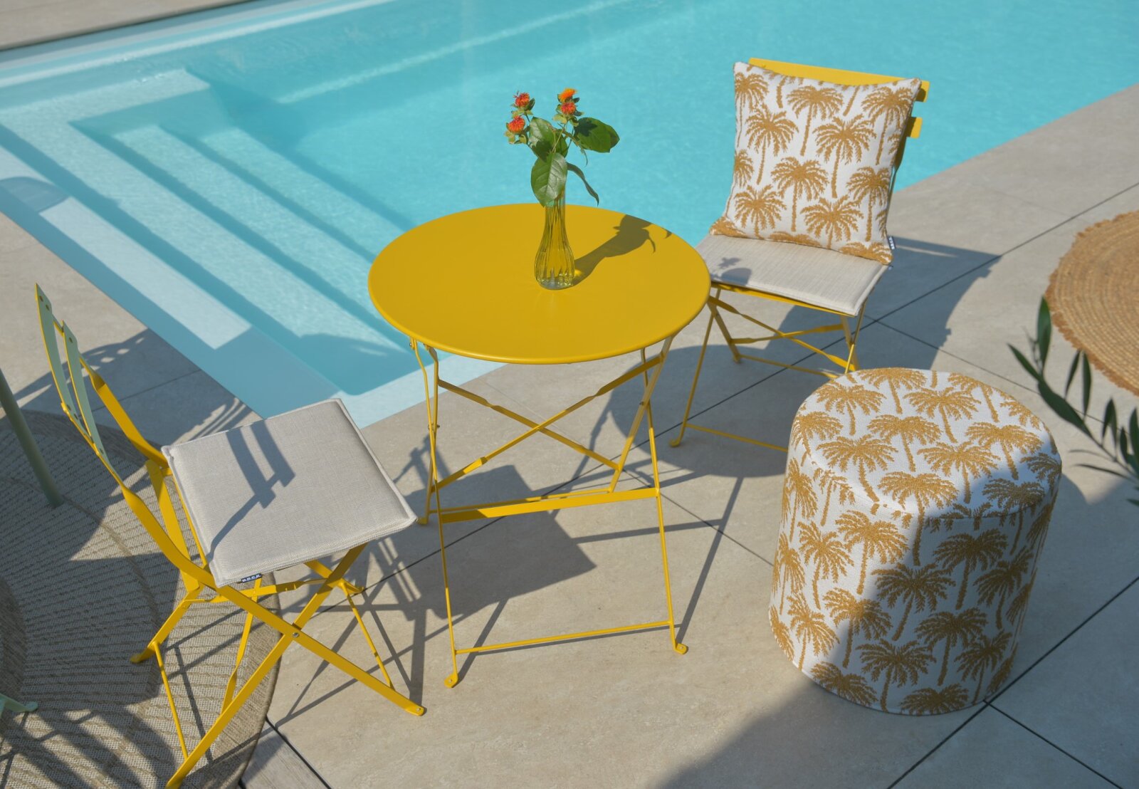 H.O.C.K. - AGORA Pamela Outdoor Klappstuhlkissen MINNI ca. 30x40cm marble beige ecru col. 1322