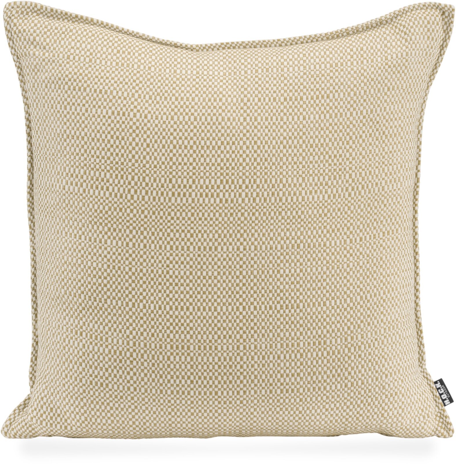 H.O.C.K. Brian Outdoor Kissen 45x45cm taupe beige weiß mit Biese kleingemustert